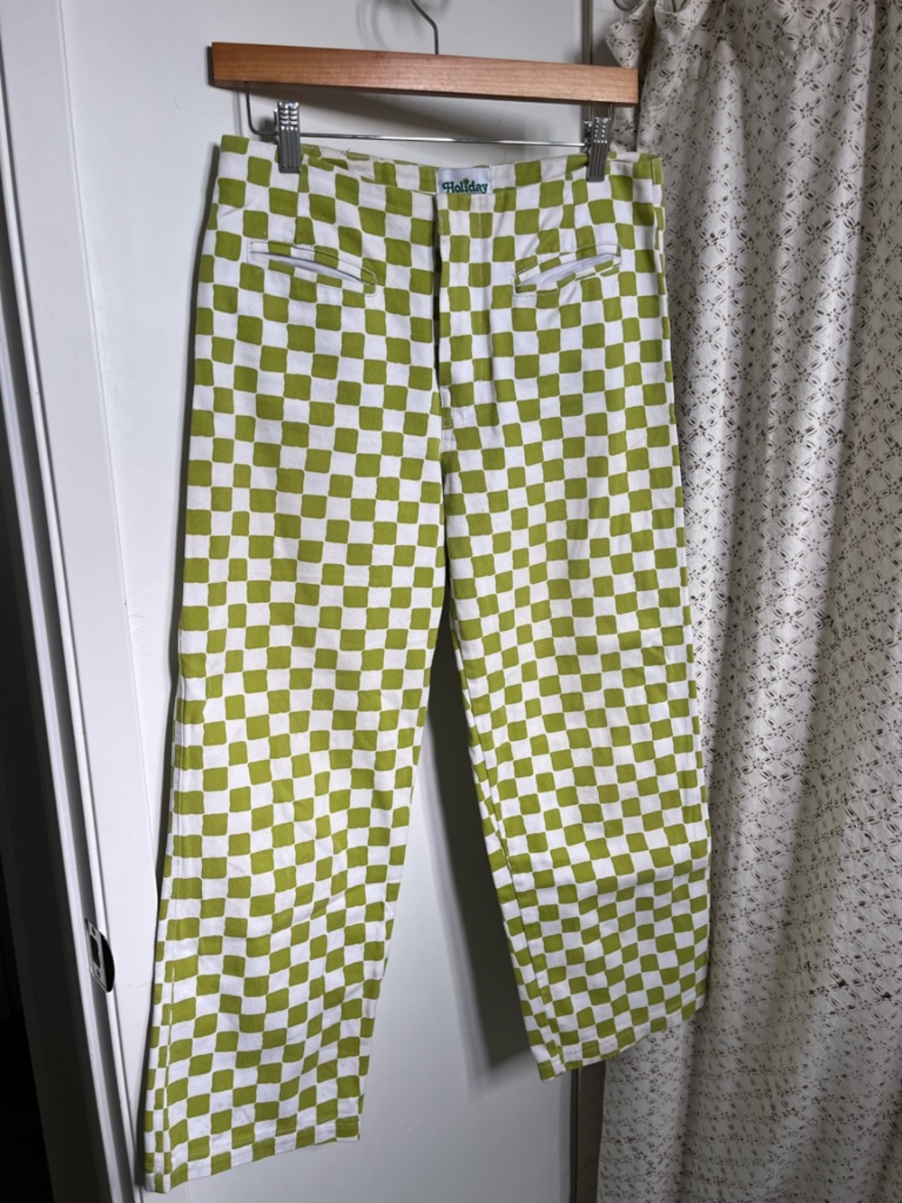 Emma Mulholland on Holiday Kokomo Check Pants Olive 🫒 Sz M